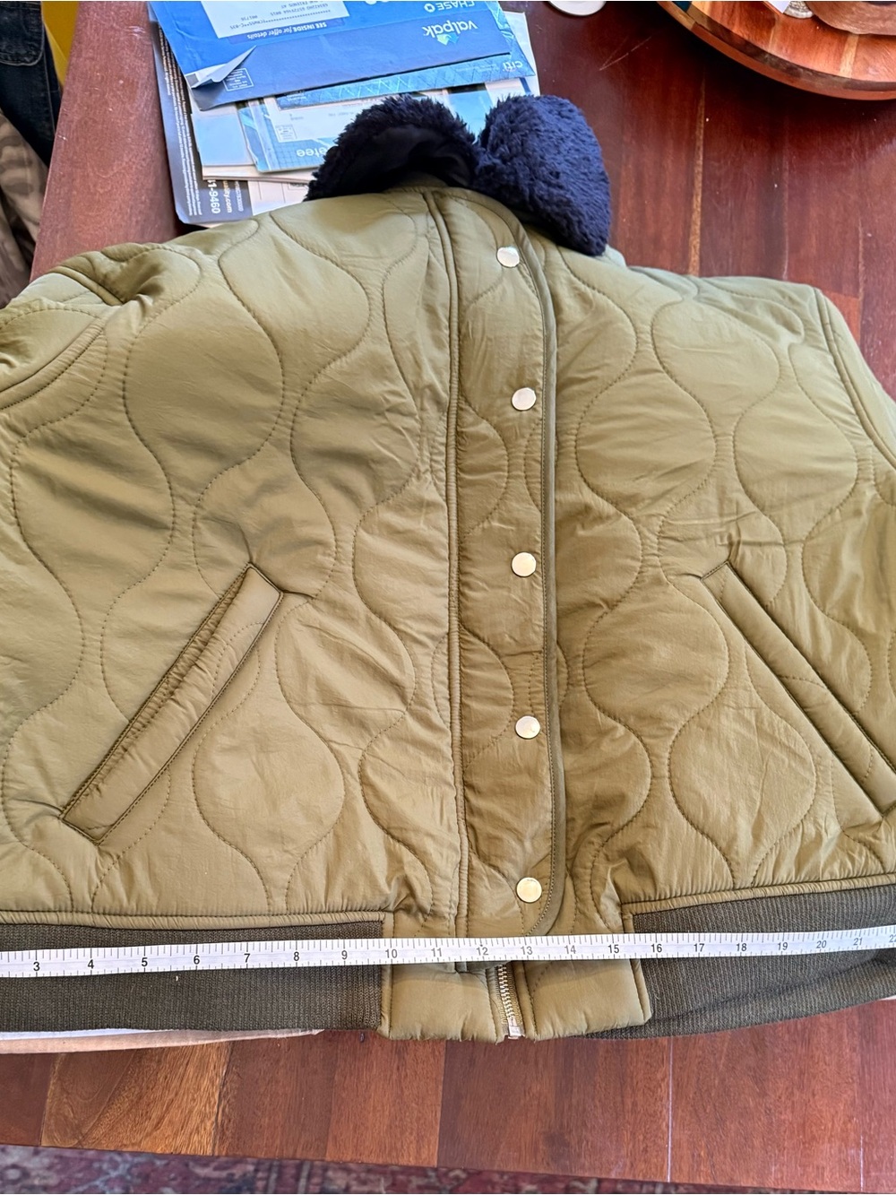 No. 6 Landmark jacket.  Quilted Olive Green Bomber Jacket - Picture 10 of 11